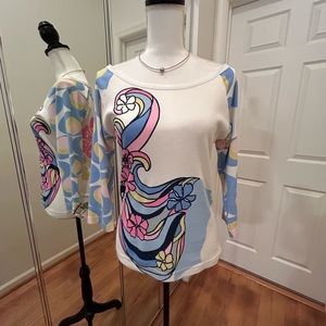 Zara- 3/4 sleeve top with colorful geometric design